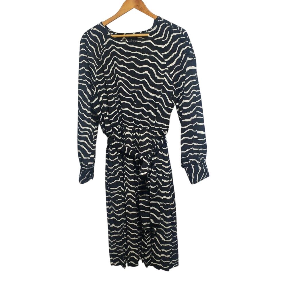 Who What Wear Black & Cream Geometric Zebra Print Midi dress Size XXL